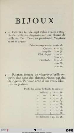 Bijoux (Nr. 1-117)