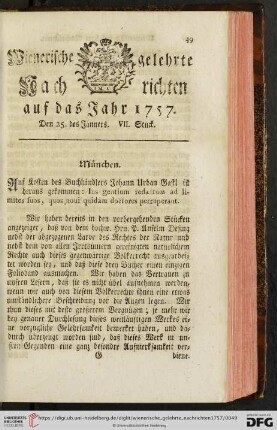 Den 25. des Jänners VII. Stück