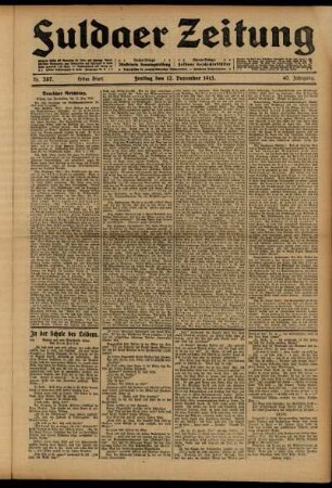 Erste Ausgabe vom Freitag, den 12. Dezember 1913.