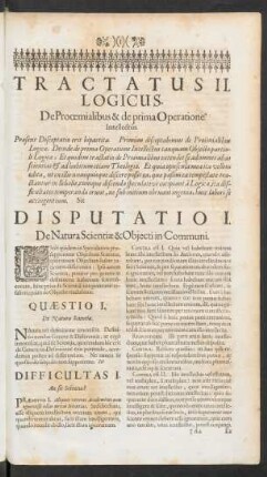 Tractatus Logicus II. De Prooemialibus & de prima Operatione Intellectus