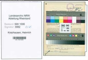 Entnazifizierung Heinrich Krauhausen , geb. 21.08.1899 (Landwirt)