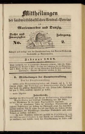 Sechs und Zwanzigster Jahrgang. No. 2. Februar 1858.