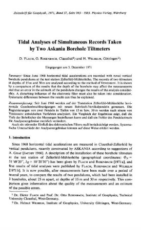 Tidal analyses of simultaneous records taken by two Askania borehole tiltmeters