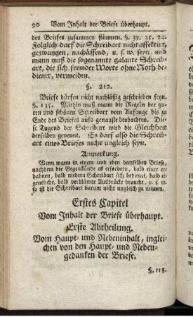 Erstes Capitel. Vom Inhalt der Briefe überhaupt.