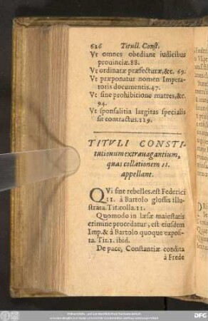 Tituli Constitutionum extravagantium, quas collationem II. appellant.