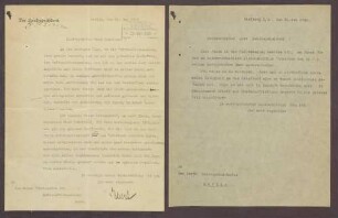 Korrespondenz zwischen Friedrich Ebert und Constantin Fehrenbach: Dank für die Präsidentschaft der Nationalversammlung und Hoffen auf weitere gute Zusammenarbeit, Schreiben