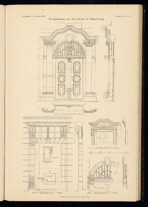 Bürgerhäuser der Barockzeit, Magdeburg: Portale und Fenster (aus: Atlas zur Zeitschrift für Bauwesen, hrsg. v. Ministerium der öffentlichen Arbeiten, Jg. 65, 1915)