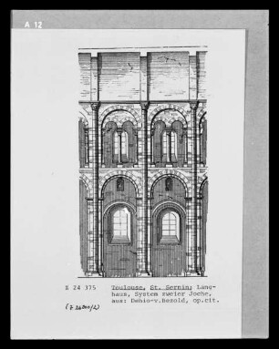 Toulouse, Aufriss des Langhaussystems der Basilika Saint-Sernin von Osten