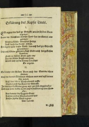 Erklärung des Kupfer Tituls.