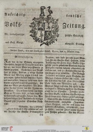 Zweiter Band. Ein und Dreißigstes Stück