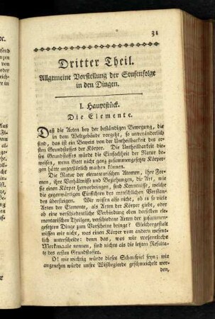 Dritter Theil. Allgemeeine Vorstellung der Stufenfolge in den Dingen