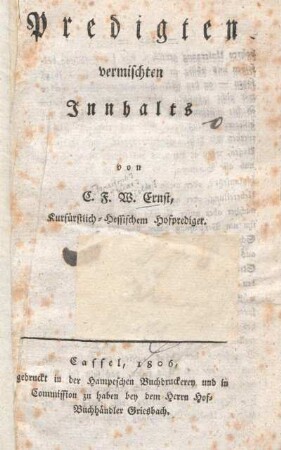 1: Predigten vermischten Innhalts