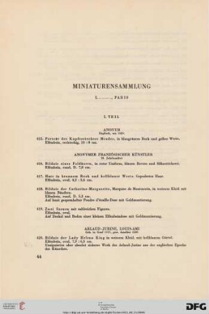 Miniaturen-Sammlung (Nr. 615-689)
