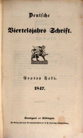 Deutsche Vierteljahrs-Schrift. 1847,1/2