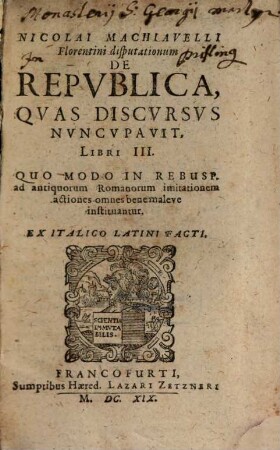 Disputationum de Republica ... Libri 3