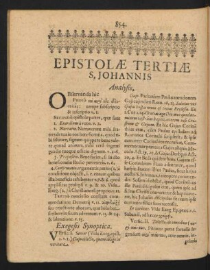 Epistolae Tertiae S. Johannis.