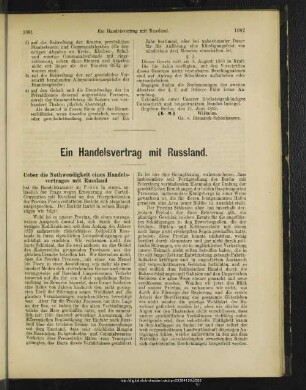 Ein Handelsvertrag mir Russland