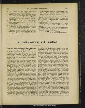 Ein Handelsvertrag mir Russland