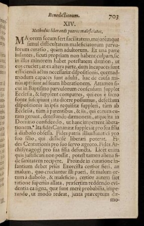 703-705, XIV. Methodus liberandi pueros maleficiatos