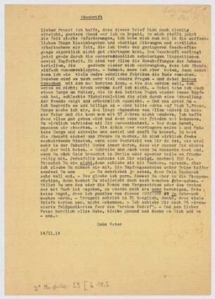 Brief von Georg Rosenzweig an Franz Rosenzweig