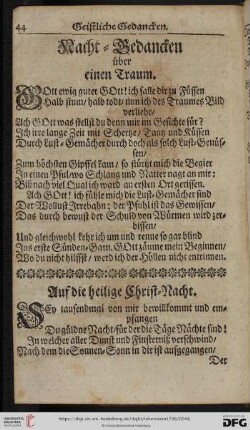 Geistliche Gedancken auf die heilige Christ-Nacht