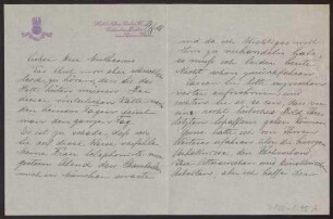 Schreiben an Hermann Muthesius (Brief)