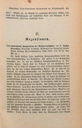 69-70 [Rezension] Tiele, Cornelis P., Tiele-Söderblom's Kompendium der Religionsgeschichte
