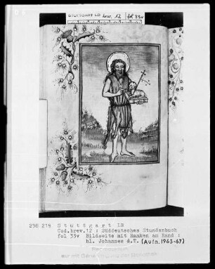 Deutsches Gebetbuch (Waldburg-Gebetbuch) — Johannes der Täufer, Folio 33verso