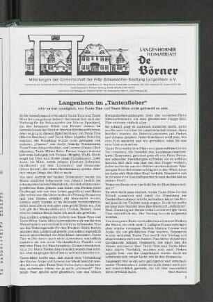 Langenhorn im "Tantenfieber" oder es war unmöglich, von Tante Tine und Tante Mine nicht gefesselt zu sein