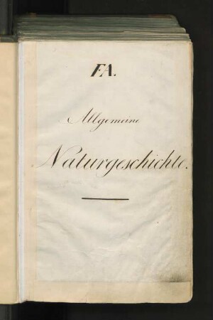 FA, Naturgeschichte, A. Allgmeine Naturgeschichte: Realkatalog der Stadtbibliothek zu Hamburg
