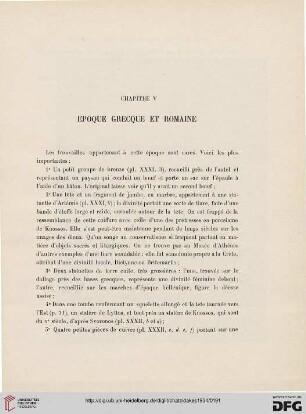 Chapitre V: Époque grecque et romaine
