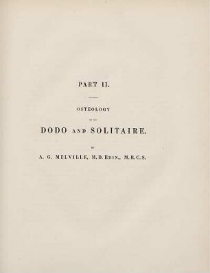 Part II. Osteology of the Dodo and Solitaire