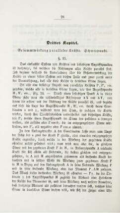 Drittes Kapitel. Gesamtwirkung paralleler Kräfte. Schwerpunkt.