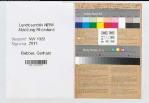Entnazifizierung Gerhard Van Bebber , geb. 02.07.1892 (Polizeimeister)