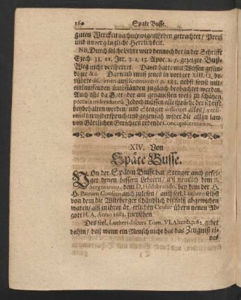 XIV. Von Späte Busse