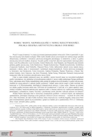 Wobec wojny, niepodległości i nowej rzeczywistości. Polska grafika artystyczna około 1918 roku