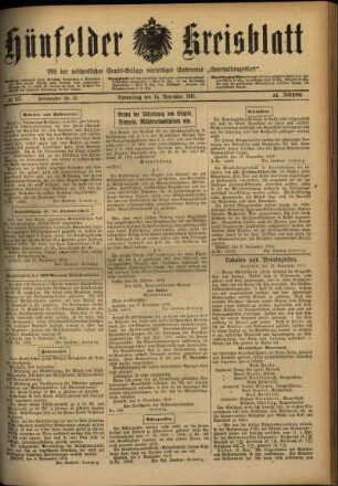 Ausgabe vom Donnerstag, den 14. November 1918.