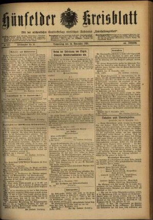 Ausgabe vom Donnerstag, den 14. November 1918.