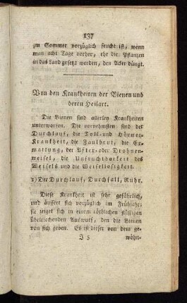 Von den Krankheiten der Bienen und deren Heilart.