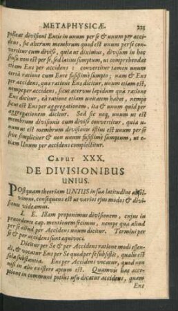 Caput XXX. De Divisionibus Unius.