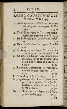Index Capitum & Discursuum seqq.