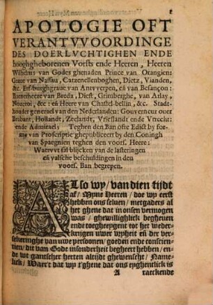 Apologie ... Wilhelms ... Prince van Orangien