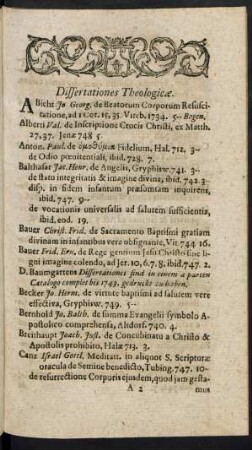 Dissertationes Theologicae.