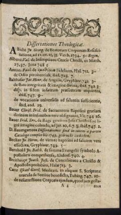 Dissertationes Theologicae.