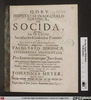 Disputatio Inauguralis Iuridica, De Socida