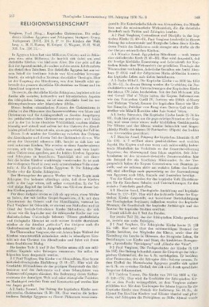 567-571 [Rezension] Koptisches Christentum