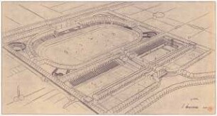 Stadion: Perspektivische Ansicht (Vogelschau)