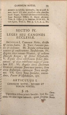 Sectio IV. Leges Seu Canones Ecclesiae.