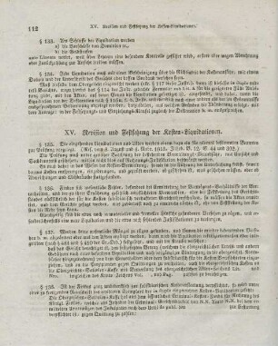 XV. Revision und Festsetzung der Kosten-Liquidationen.