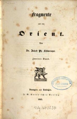 Fragmente aus dem Orient, 2. Band